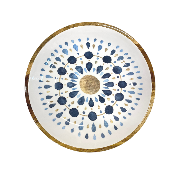 Mangoholz Schale "Blue Mandala"