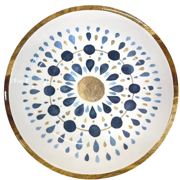 Mangoholz Schale "Blue Mandala"