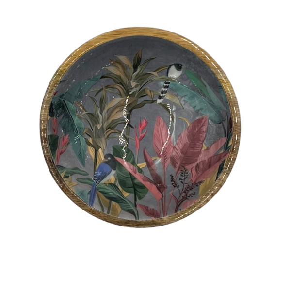 Mangoholz Schale "Vogel im Wald"