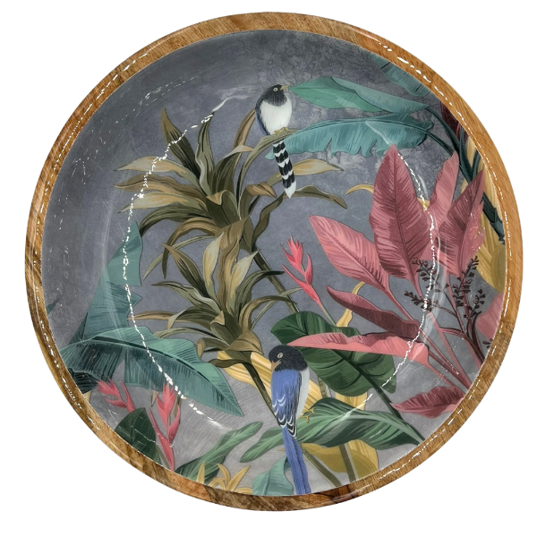 Mangoholz Schale "Vogel im Wald"