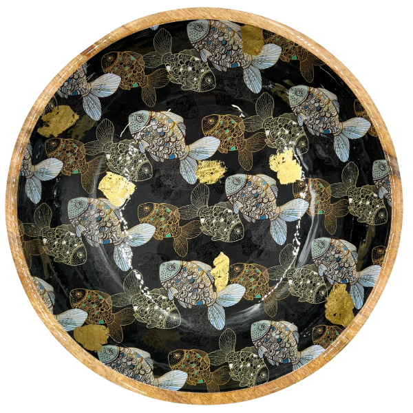 Mangoholz Schale "golden Fish"