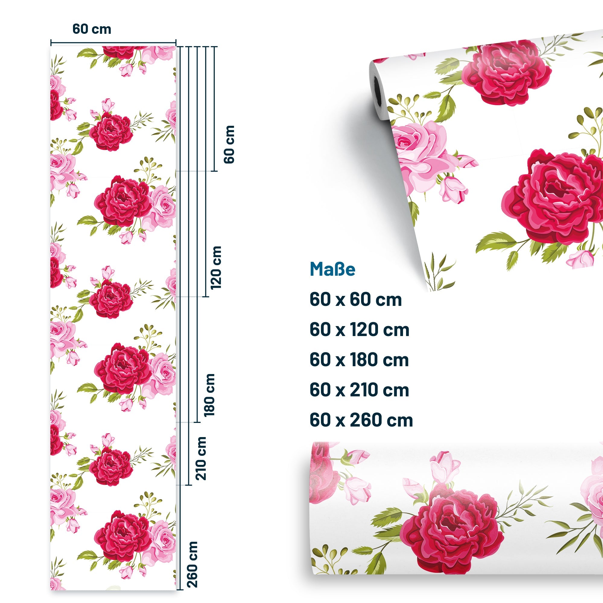 Möbelfolie Blumen auf Weiss