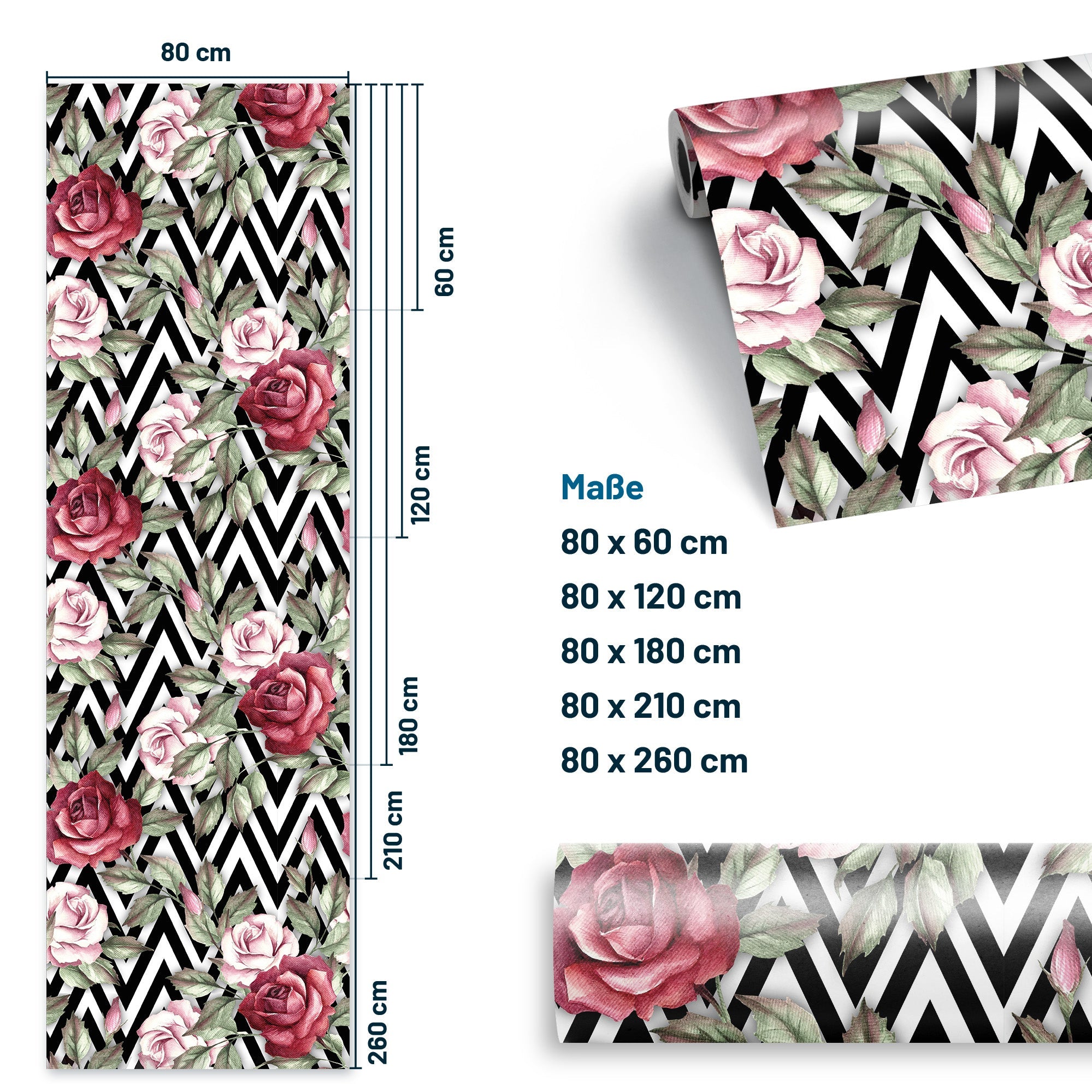 Möbelfolie Rosen auf Zack