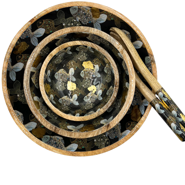 Mangoholz Schale "golden Fish"