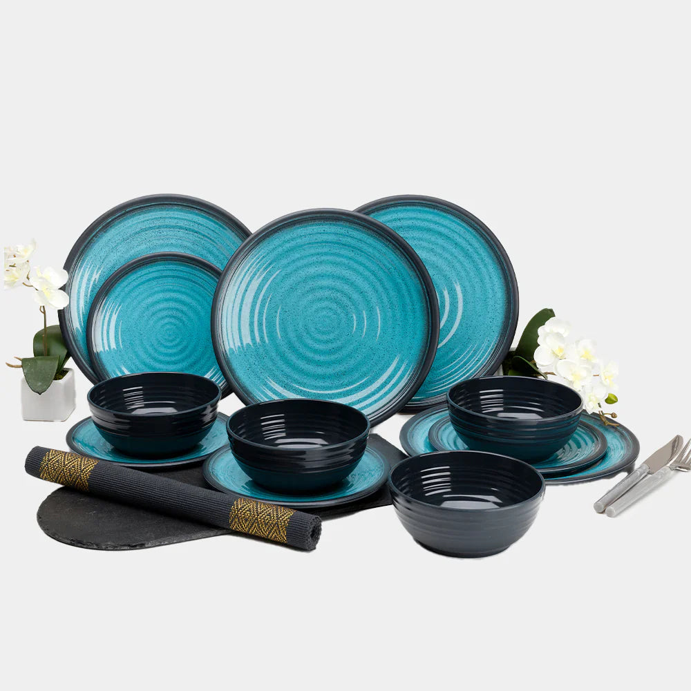 Melamin Geschirr-Set GRANITE AQUA