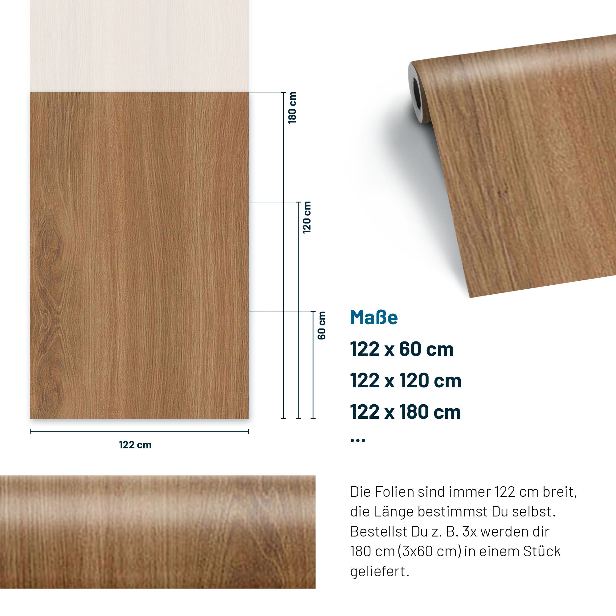 3D Holz-Dekor Möbelfolie Cream Oak