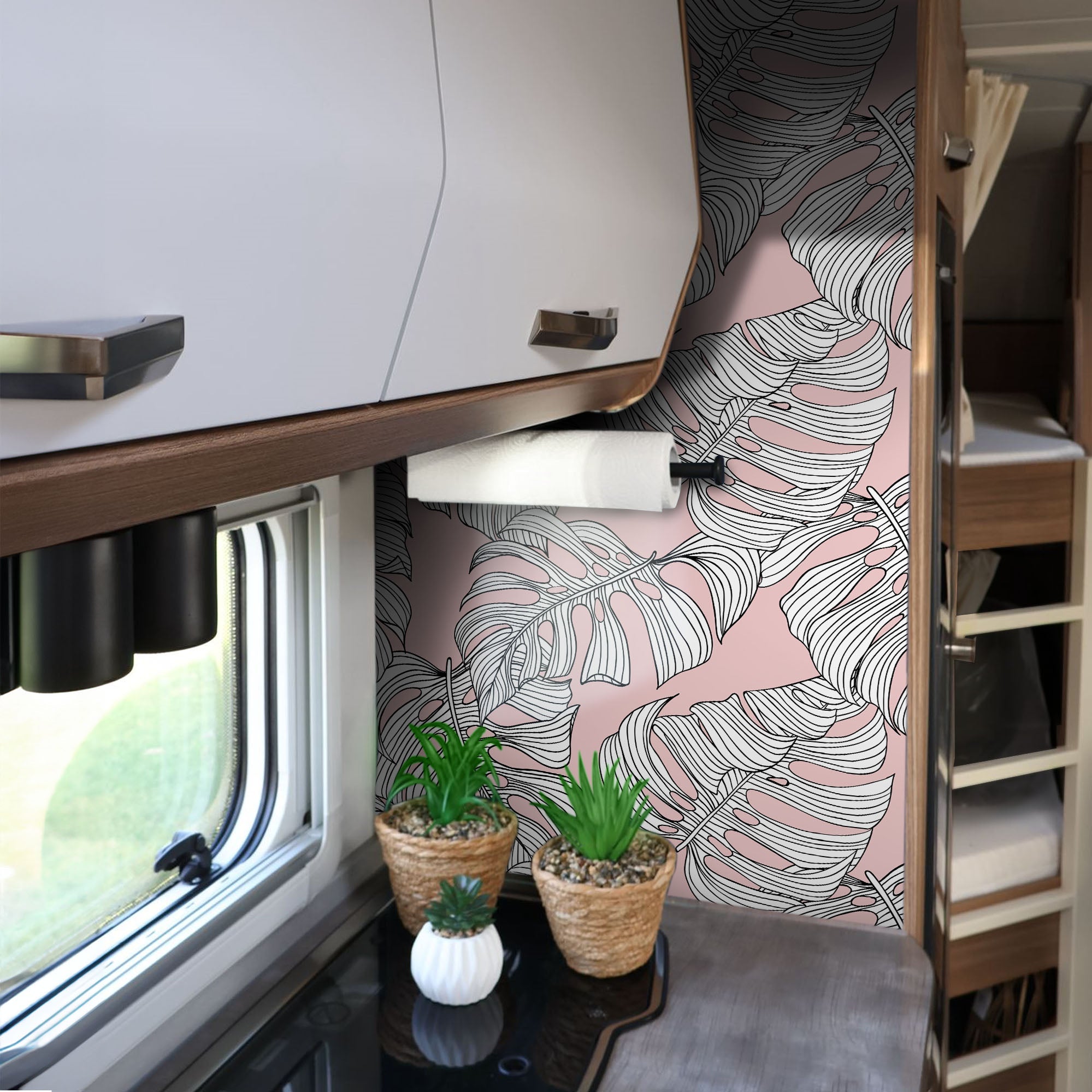 Möbelfolie Monstera auf Rosa