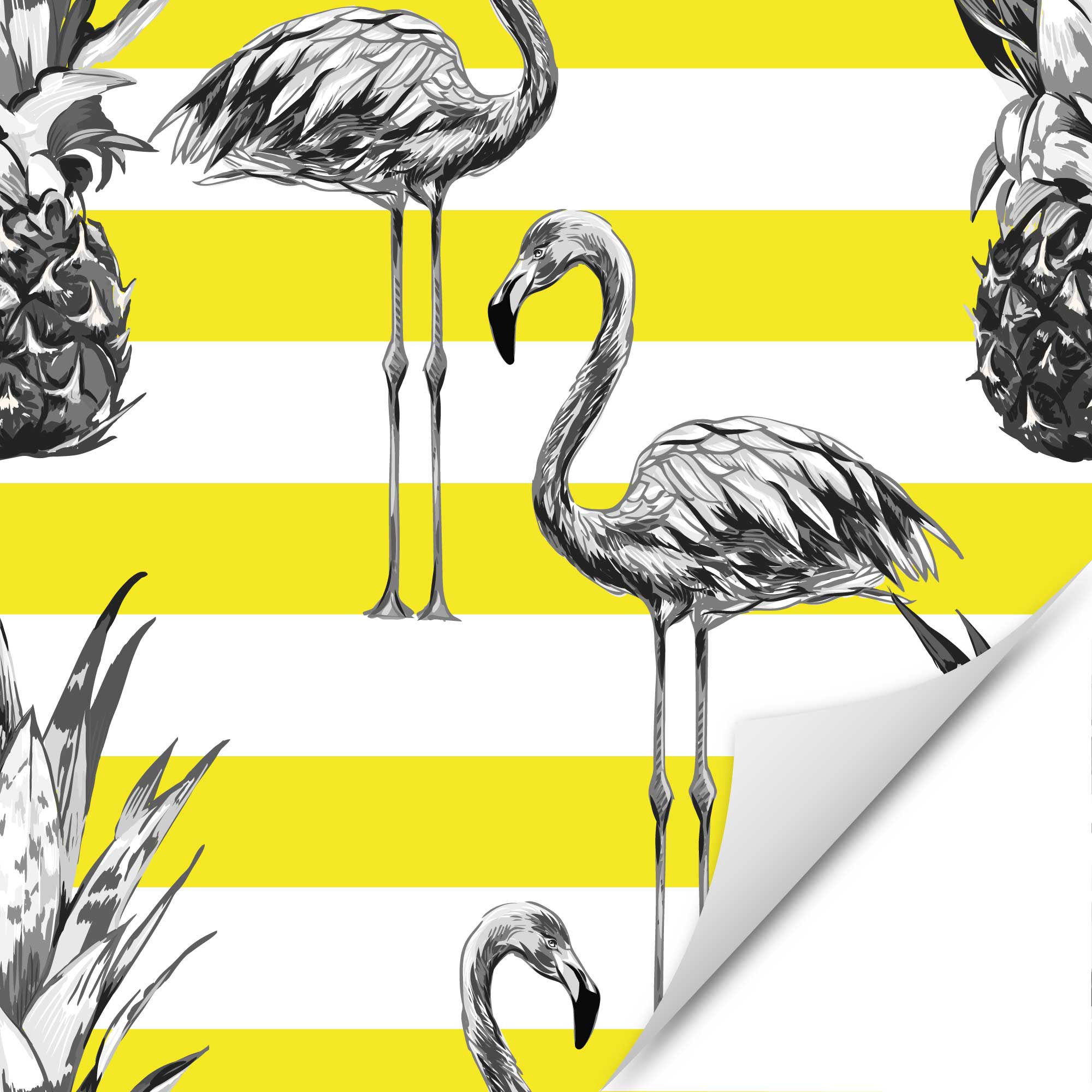 Möbelfolie Flamingos Gelb