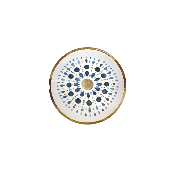 Mangoholz Schale "Blue Mandala"