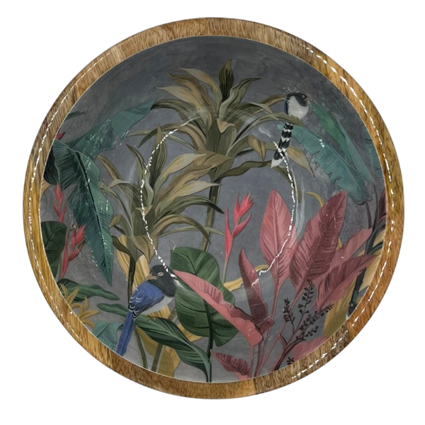 Mangoholz Schale "Vogel im Wald"