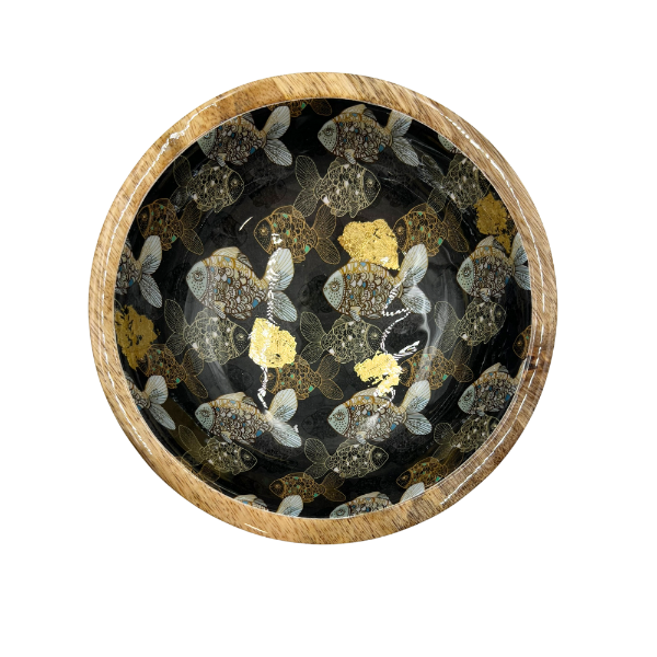 Mangoholz Schale "golden Fish"