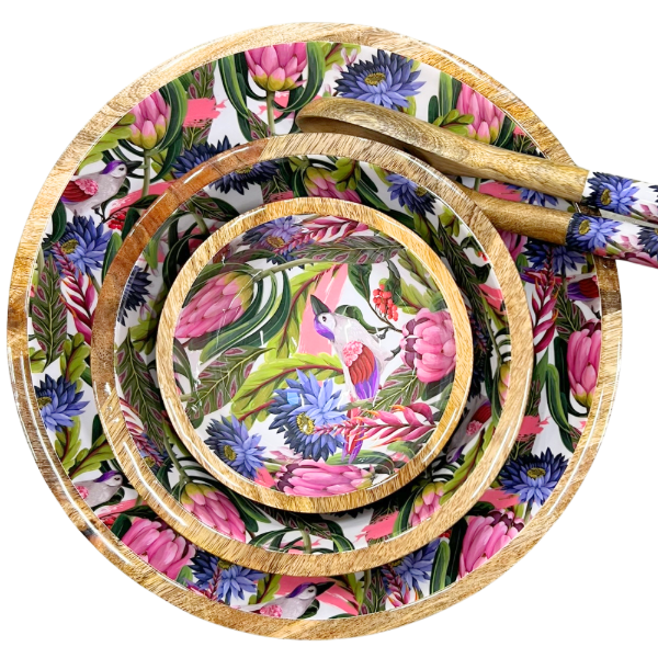 Mangoholz Schale "Tropical Flower"