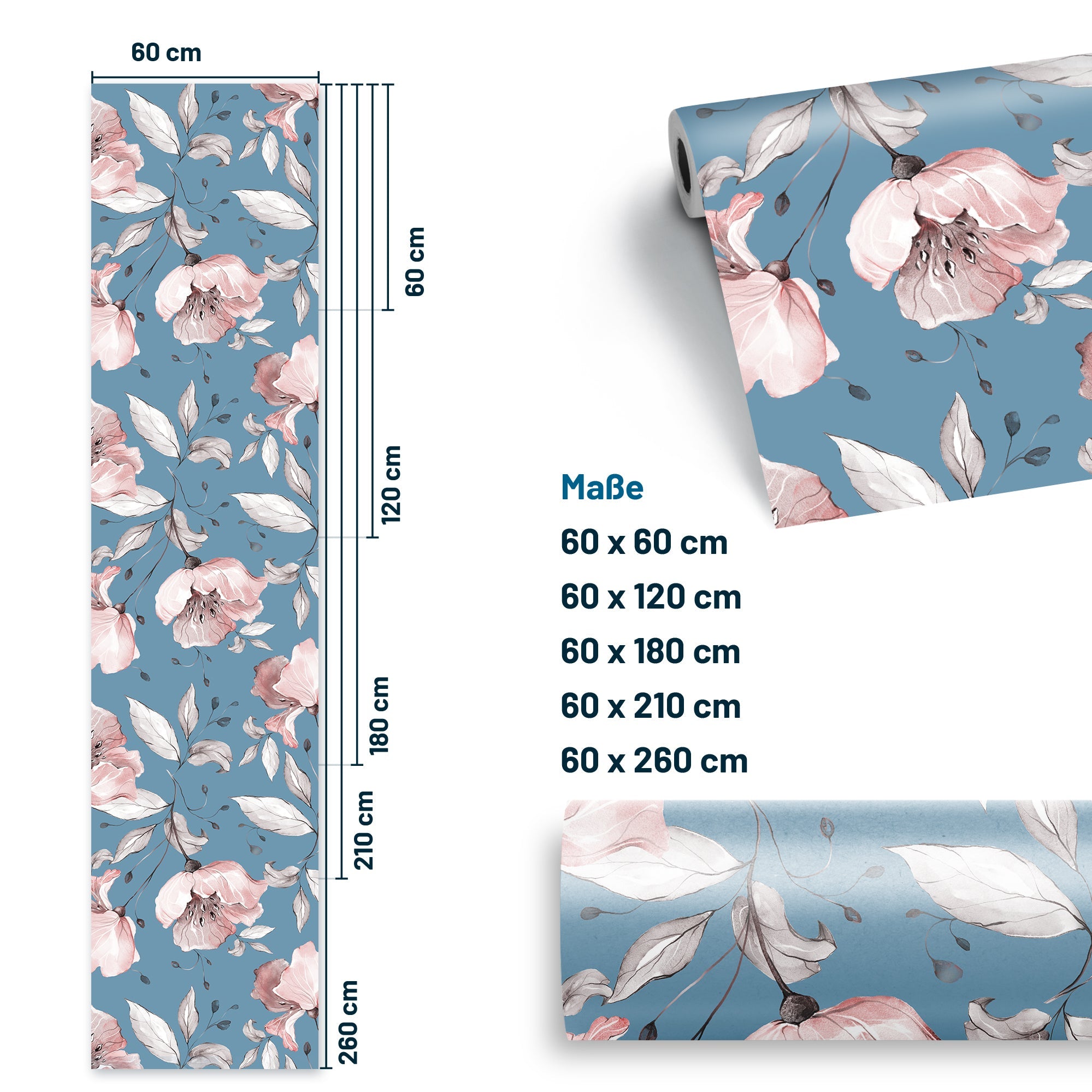 Möbelfolie Blumen auf Blau