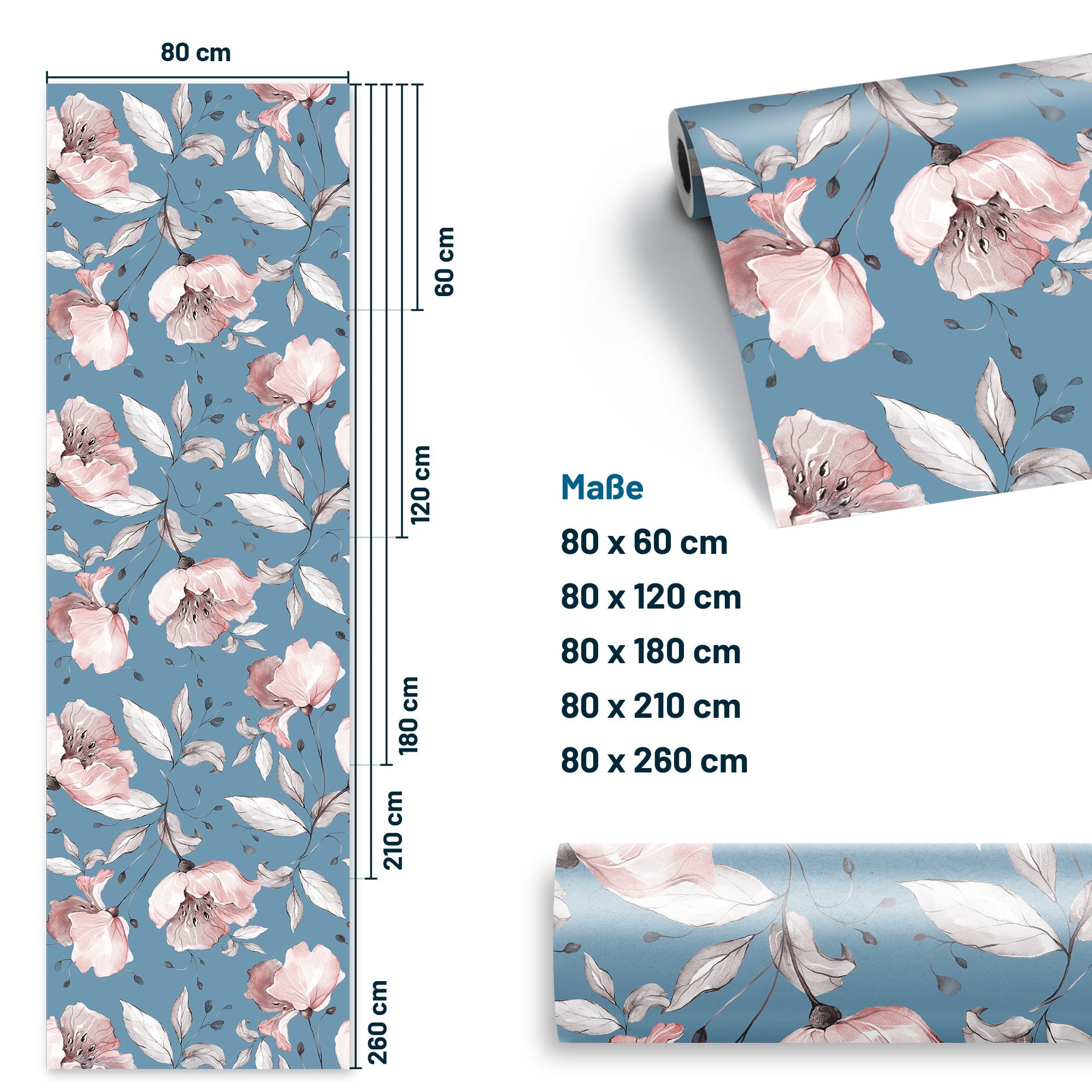 Möbelfolie Blumen auf Blau