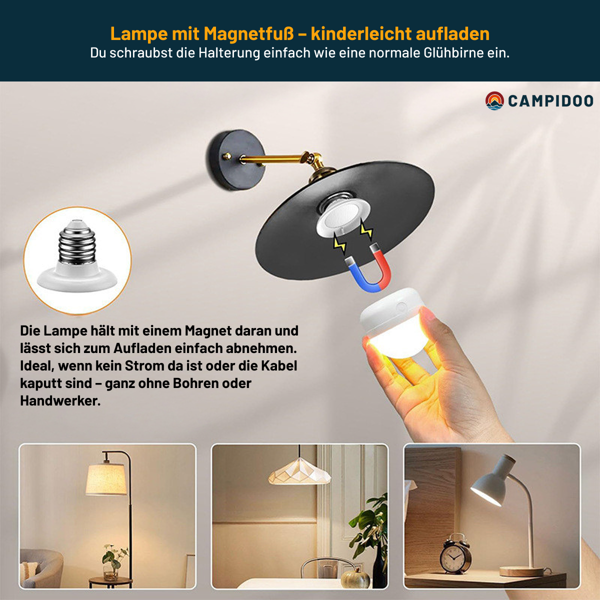 Magnetische LED-Lampe mit Fernbedienung