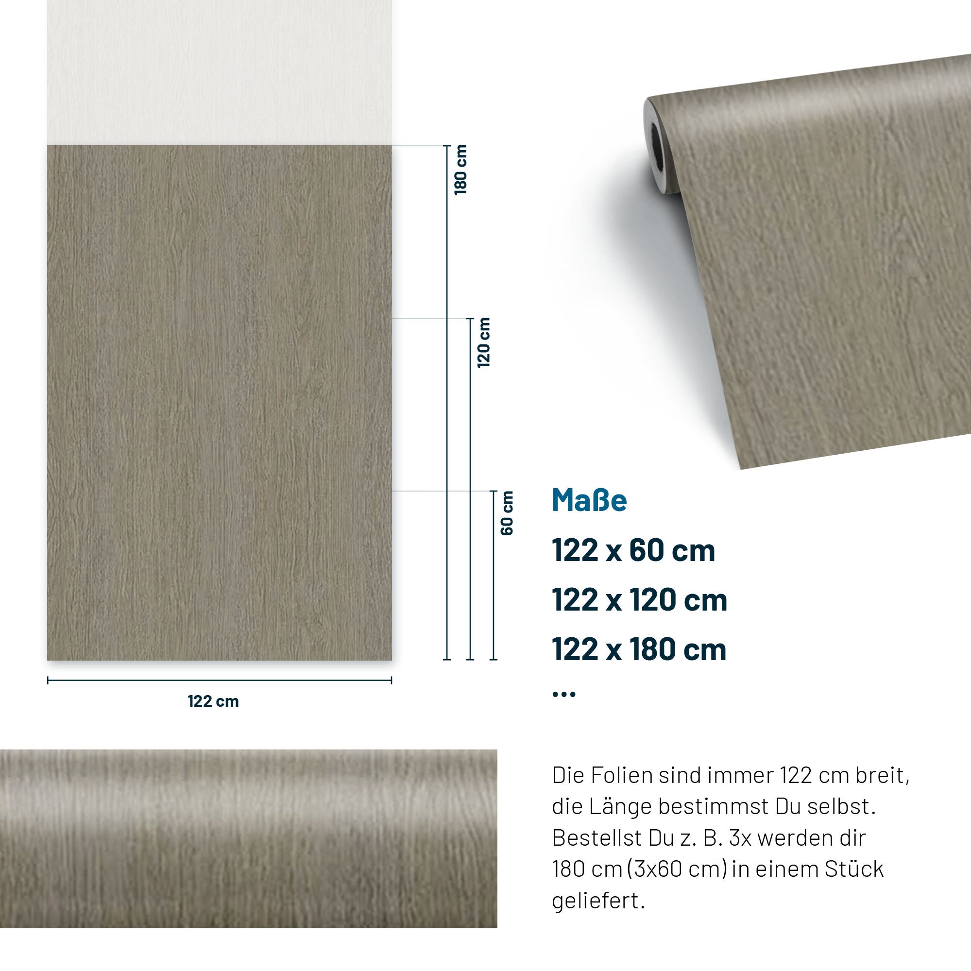 3D Holz-Dekor Möbelfolie Cream Grey Oak