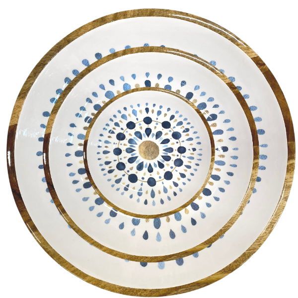 Mangoholz Schale "Blue Mandala"
