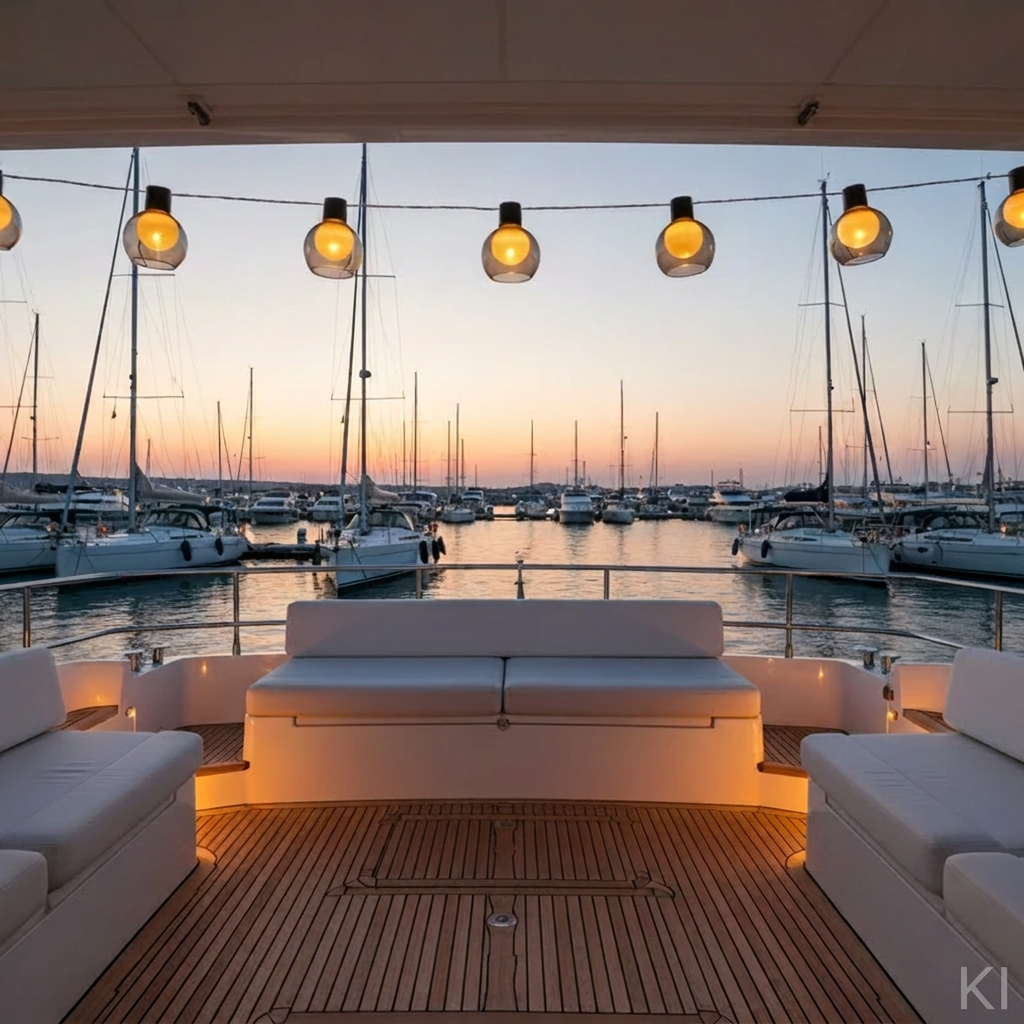 Solar-Lichterkette auf einer Yacht
